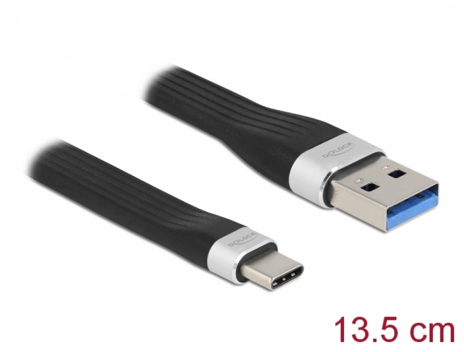 Cablu USB 3.2 Gen 1-A la type C FPC Flat Ribbon PD 3A 13.5cm, Delock 85771 1-A imagine noua 2022