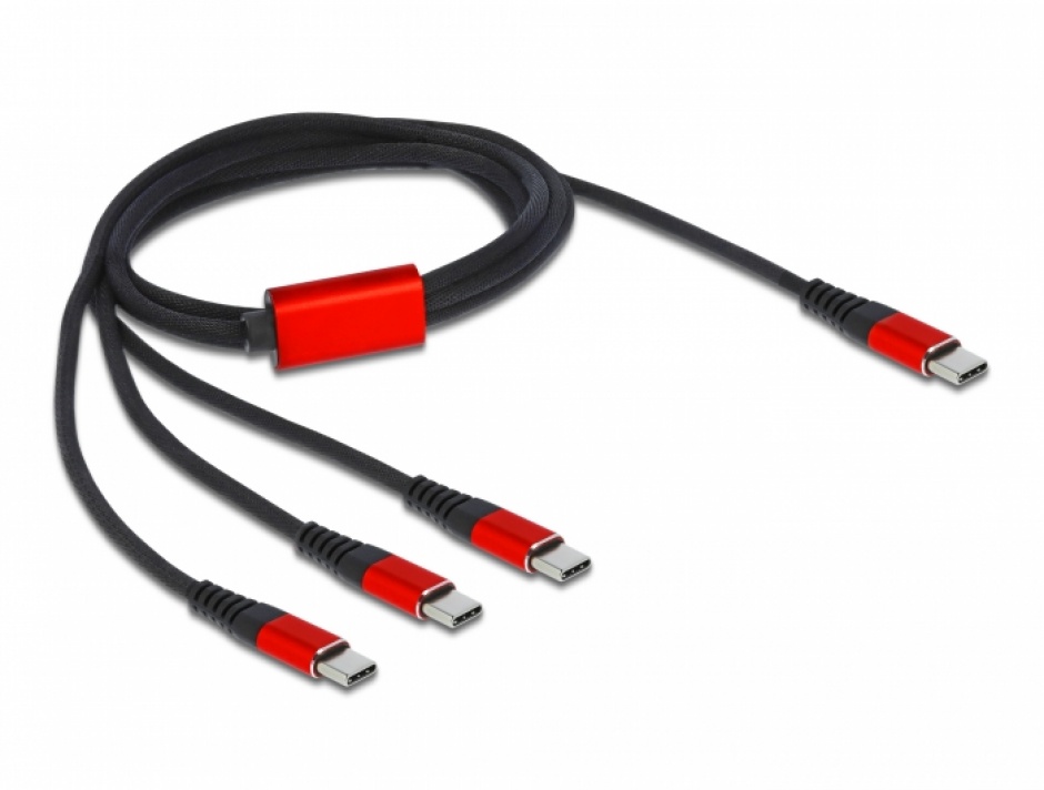 Cablu de incarcare USB-C la 3 x USB-C T-T 1m, Delock 86713 imagine noua