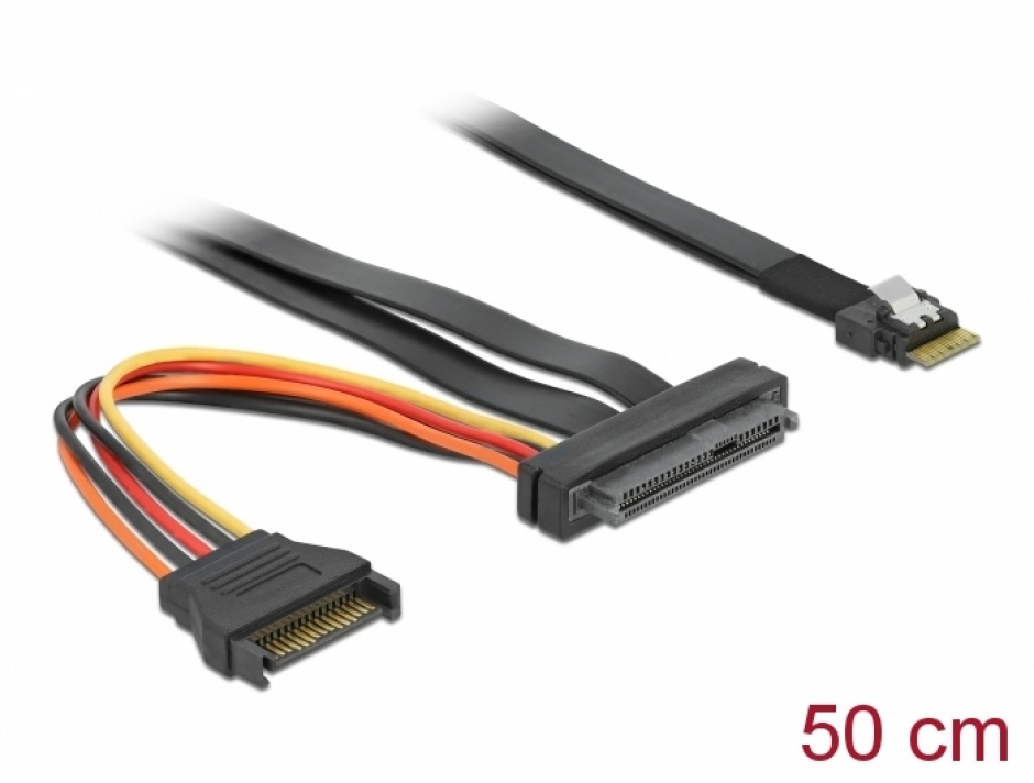 Cablu slim sas sff-8654 4i la sas sff-8639 50cm, delock 86747