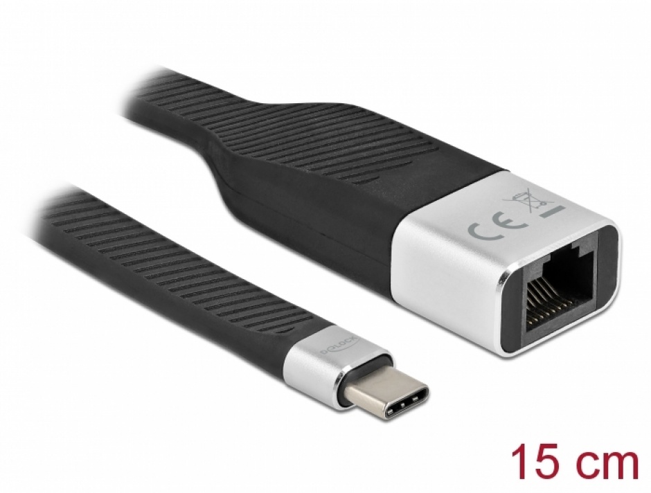 Adaptor FPC Flat USB 3.2 Gen1-C la Gigabit LAN 15cm, Delock 86936 conectica.ro imagine noua tecomm.ro