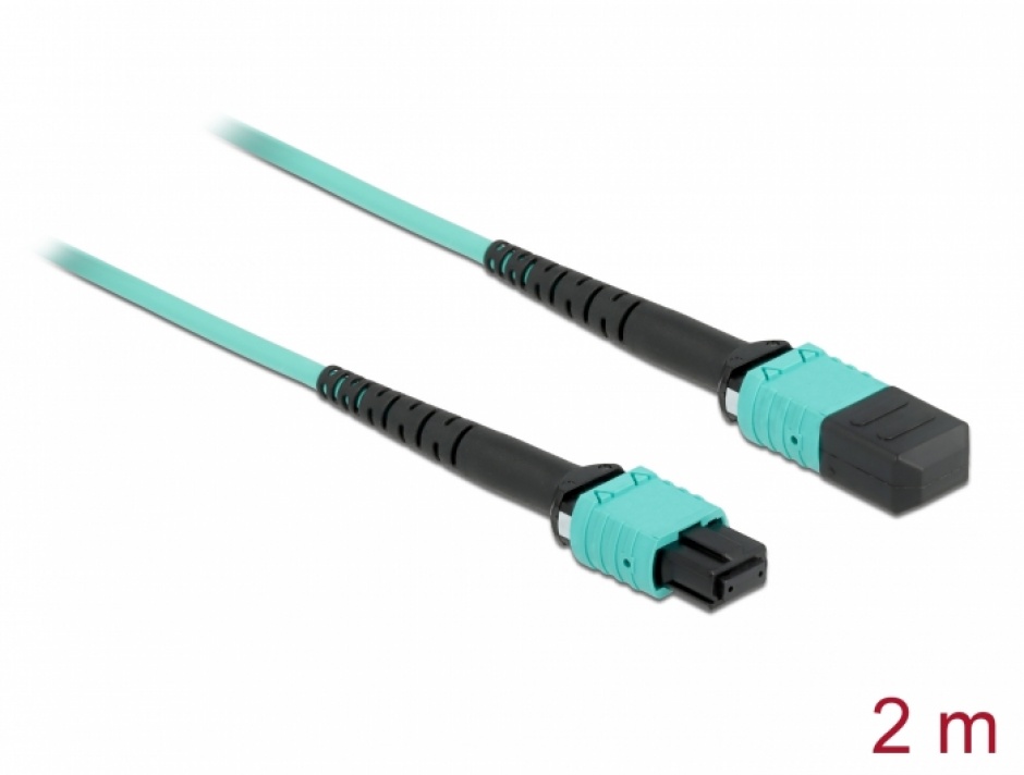 Cablu fibra optica MPO la MPO Polaritate A multi-mode OM4 2m, Delock 86956 2m imagine noua 2022