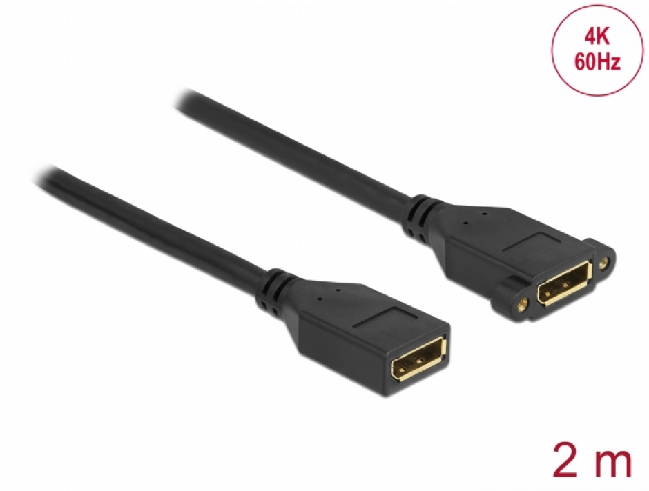 Cablu Displayport 4K60Hz M-M montare panou 2m, Delock 87101 2m imagine noua 2022