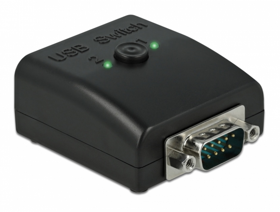 Multiplicator & switch bidirectional 1 x Serial DB9 la 2 x USB 2.0-B, Delock 87756 conectica.ro imagine noua tecomm.ro