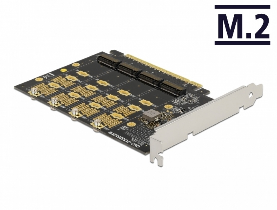 PCI Express cu 4 x NVMe M.2 Key M – Bifurcation, Delock 89017 conectica.ro