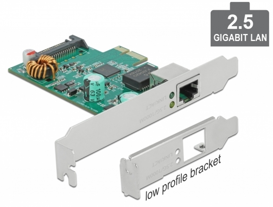 PCI Express x1 la 1 x RJ45 2.5 Gigabit LAN PoE+ RTL8125, Delock 89139 conectica.ro imagine noua 2022
