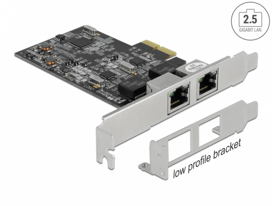 PCI Express cu 2 x RJ45 2.5 Gigabit LAN RTL8125, Delock 89530 imagine noua