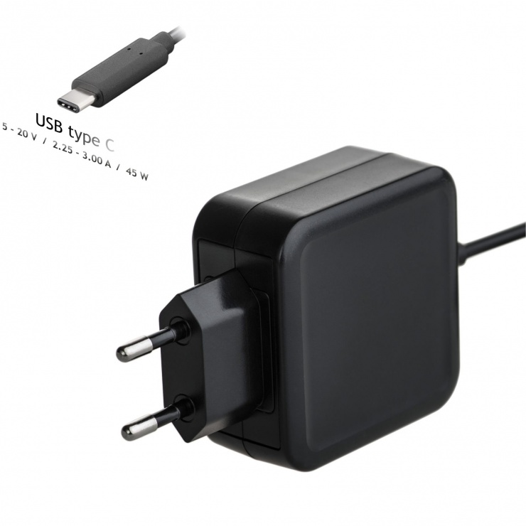 Incarcator priza pentru notebook USB type C 5-20V / 2.25-3A 45W 1.2m, AK-ND-60 conectica.ro imagine noua tecomm.ro