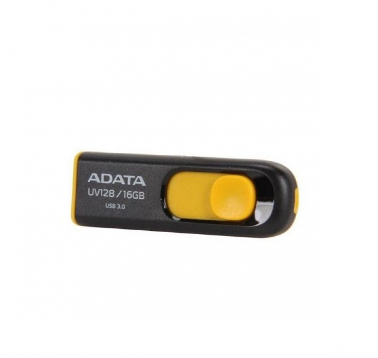 Stick USB 3.1 16GB UV128 retractabil Negru/Galben, ADATA AUV128-16G-RBY A-Data