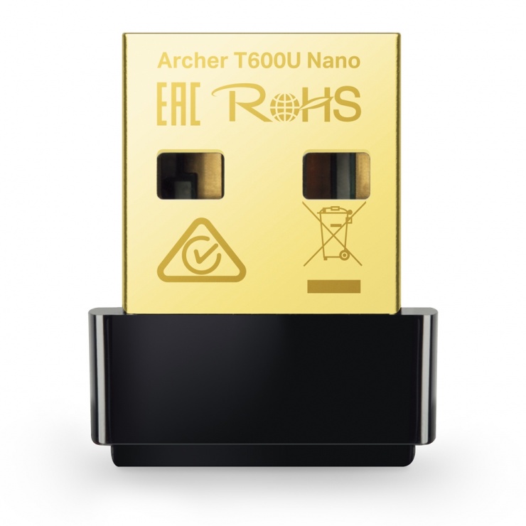 Adaptor USB Nano Wireless AC600, TP-LINK Archer T600U NANO conectica.ro