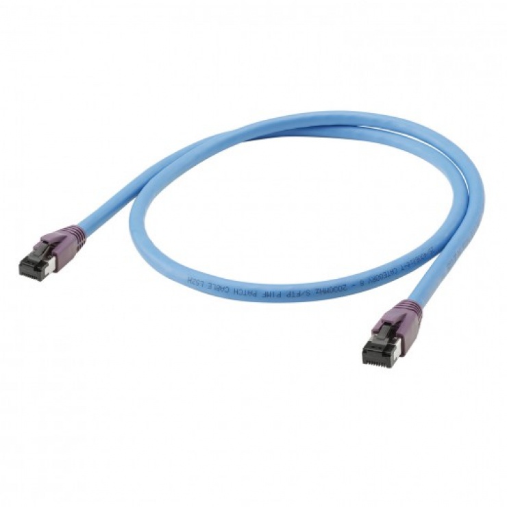 Cablu de retea RJ45 SFTP cat 8.1 10m Blue, C8HQ-1000-BL-VI imagine noua
