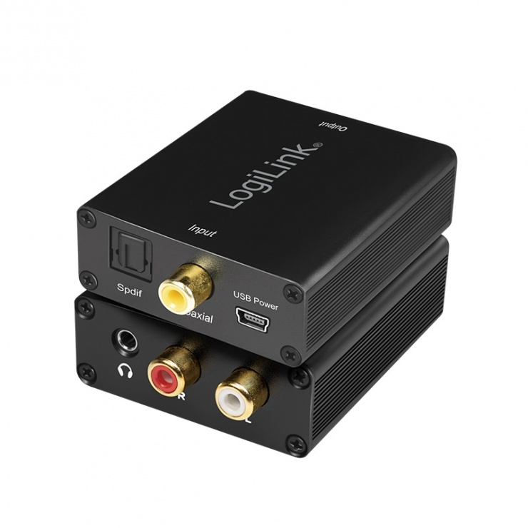 Convertor audio digital S PDIF + Coaxial la analog RCA, Logilink CA0101