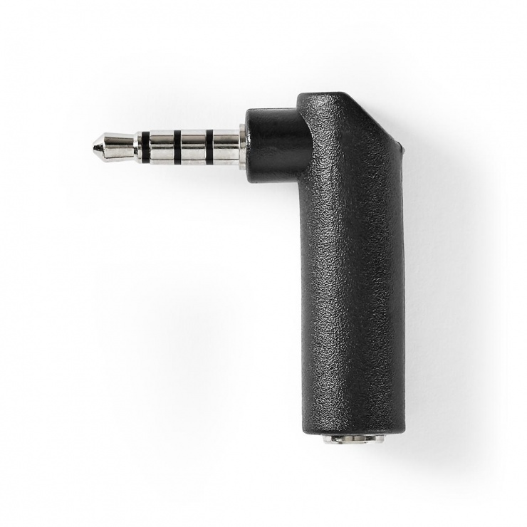 Adaptor jack stereo 3.5mm 4 pini T-M unghi 90 grade, Nedis CAGB22980BK conectica.ro