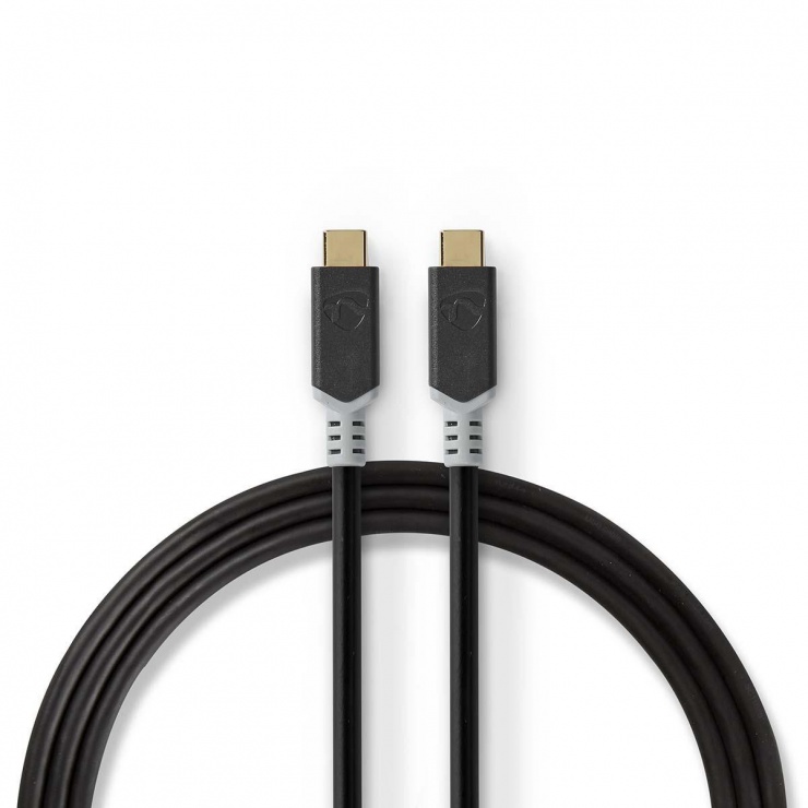 Cablu USB 3.2-C Gen 2 T-T 20Gb/s 5A/100W 1m, Nedis CCBW64020AT10 imagine noua