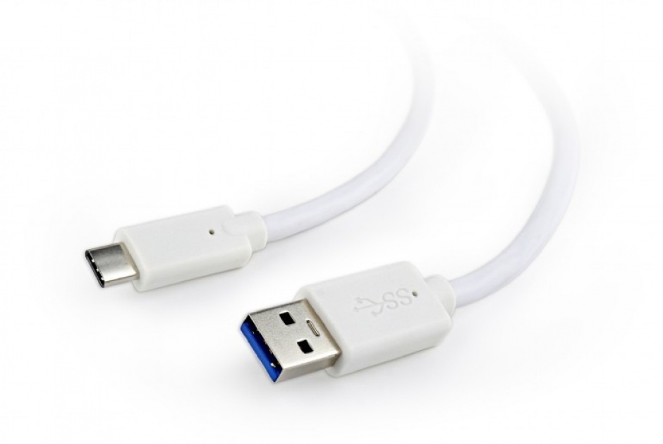 Cablu USB 3.0 tip A la tip C 1m T-T Alb, Gembird CCP-USB3-AMCM-1M-W conectica.ro