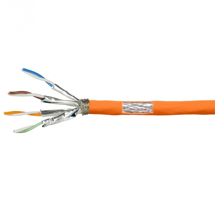 Rola cablu de retea RJ45 Cat.7 S / FTP 50m Orange, Logilink CPV0059 conectica.ro imagine noua tecomm.ro