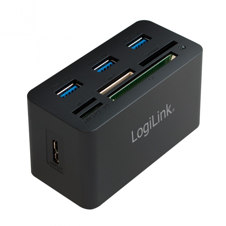 HUB cu 3 x USB 3.0 + cititor de carduri, Logilink CR0042 conectica.ro imagine noua tecomm.ro