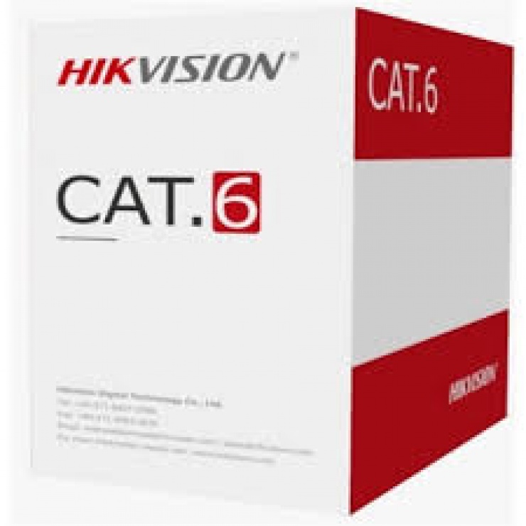 Rola cablu de retea 305m utp cca cat 6, hikvision ds-1ln6u-w/cca