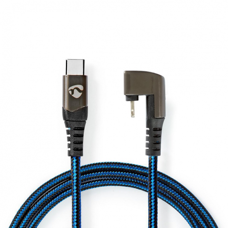 Cablu de date si incarcare USB-C la Apple Lightning MFI unghi 180 grade 2m, Nedis GCTB39650AL20 imagine noua