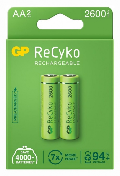 Set 2 acumulatori ReCyko 2600mAh AA (LR6) 1.2V NiMH, GP Batteries conectica.ro