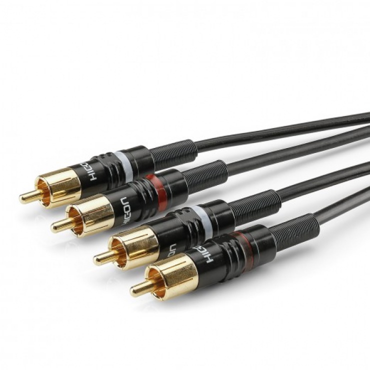 Cablu audio 2 x RCA la 2 x RCA T-T 0.3m, HBP-C2-0030
