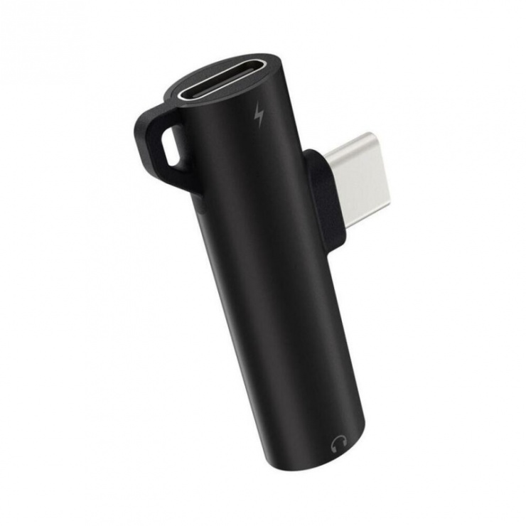 Adaptor usb type c la usb type c + jack 3.5mm t-m negru, devia