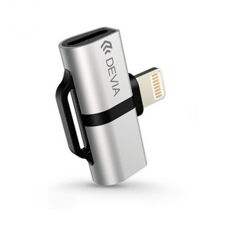 Adaptor audio + incarcare lightning la 2 x lightning, devia