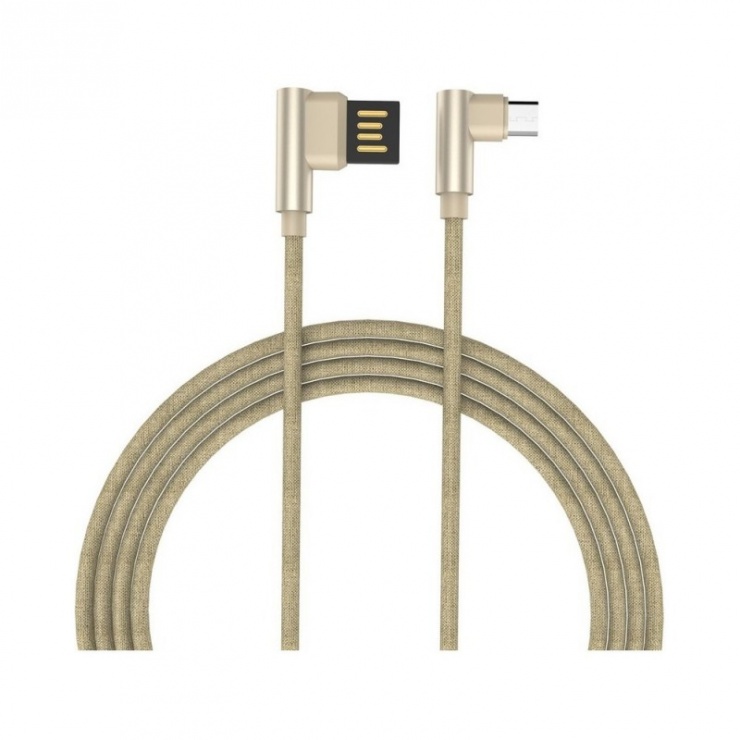 Cablu micro USB-B la USB 2.0 T-T unghi 90 grade 1m auriu, GC-48 Gold conectica.ro