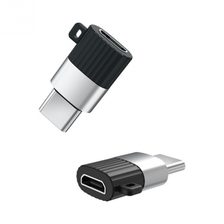 Adaptor micro USB 2.0 la USB type C M-T pentru breloc, XO NB149-A conectica.ro