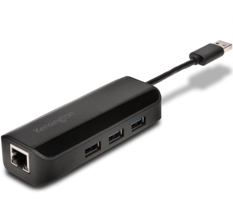 HUB USB cu 3 x USB-A 3.0 + 1 x Gigabit LAN, Kensington K33982WW