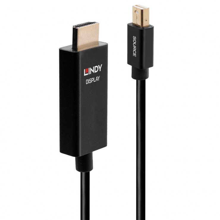 Cablu activ mini DisplayPort la HDMI 4K@60Hz cu HDR T-T 2m, Lindy L40922 conectica.ro imagine noua tecomm.ro