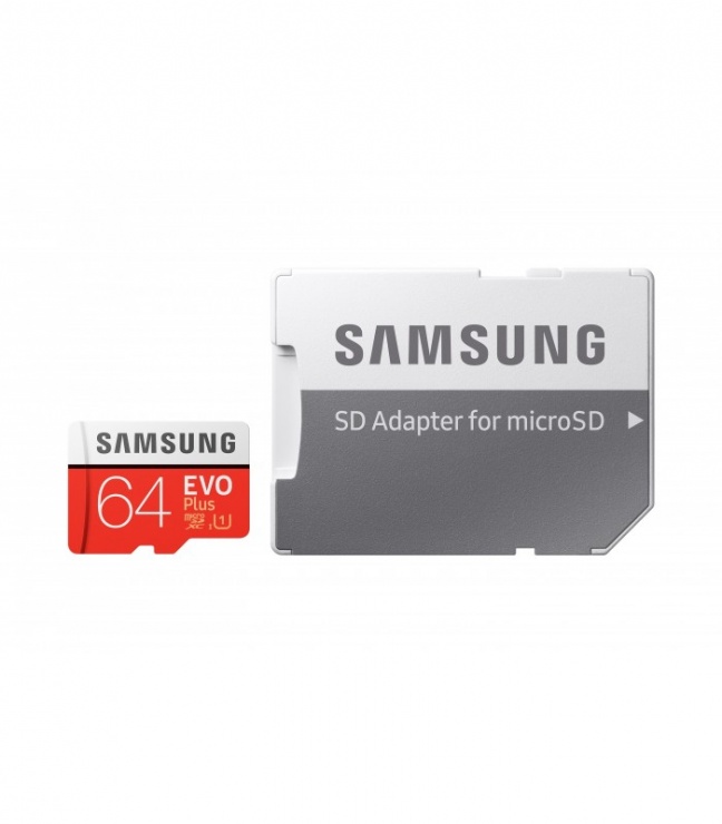 Card de memorie Samsung MicroSDXC EVO Plus 64GB clasa 10 + adaptor SD, Samsung MB-MC64HA/EU conectica.ro