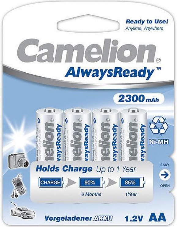Set 4 Acumulatori Camelion Always Ready AA R6 2300mAh 1,2V Ni-MH Camelion imagine noua 2022