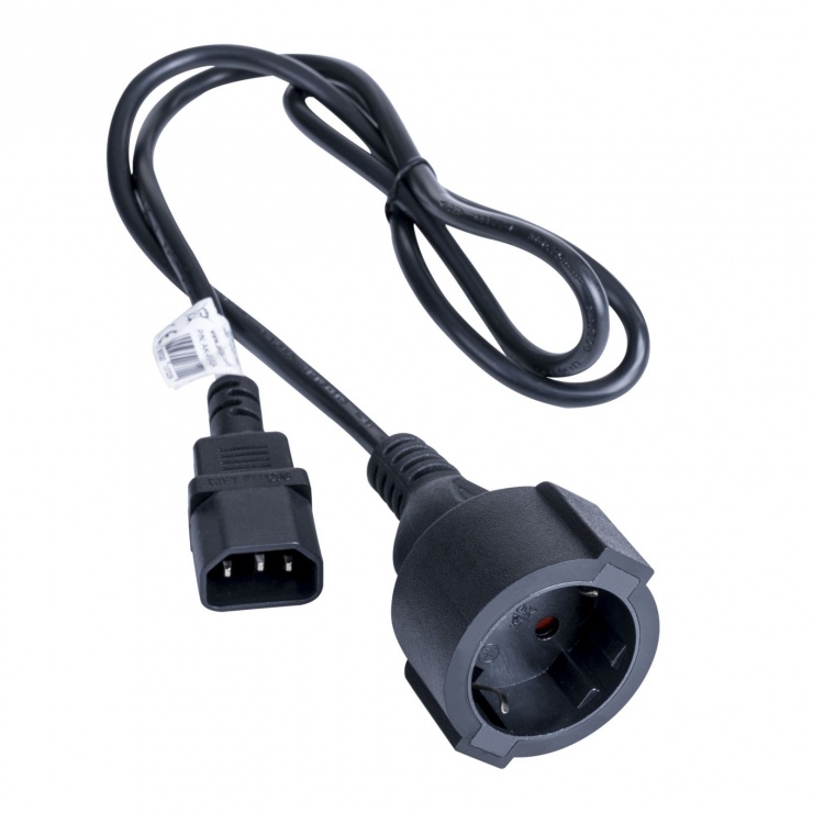Cablu prelungitor pentru UPS IEC C14 la Schuko 1m, AK-PC-13A conectica.ro