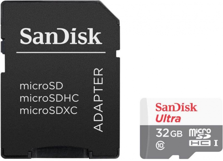 Card de memorie microSDHC 32GB clasa 10 + adaptor SD, Sandisk SDSQUNR-032G-GN3MA conectica.ro