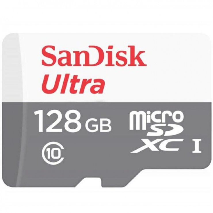 Card de memorie microSDHC 128GB clasa 10 + adaptor SD, Sandisk SDSQUNR-128G-GN3MA