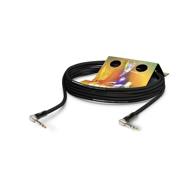 Cablu audio jack stereo 6.35mm unghi 90 grade 10m, HICON SG3P-1000-SW 10m imagine noua