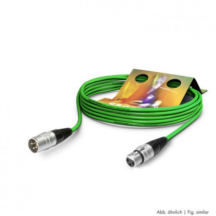 Cablu prelungitor XLR 3 pini T-M Verde 10m, SGHN-1000-GN 10m imagine noua