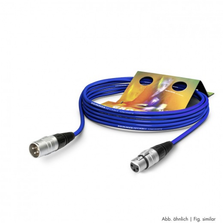 Cablu prelungitor XLR 3 pini T-M Albastru 15m, SGHN-1500-BL imagine noua
