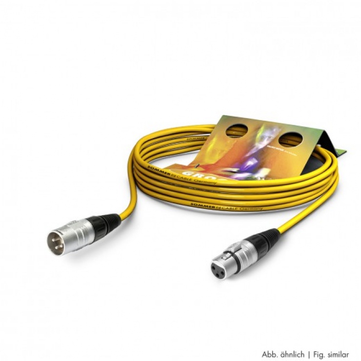 Cablu prelungitor XLR 3 pini T-M Galben 15m, SGHN-1500-GE conectica.ro