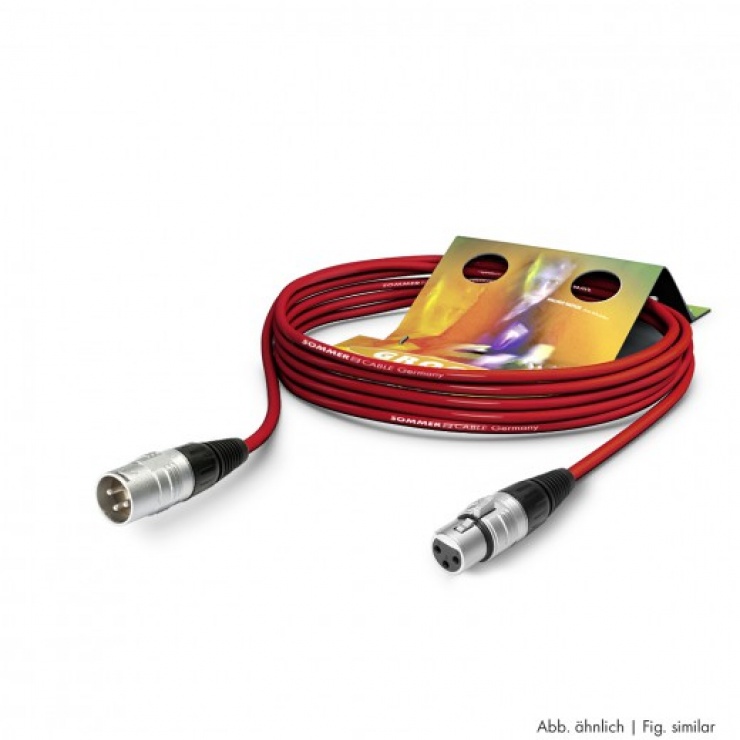 Cablu prelungitor XLR 3 pini T-M Rosu 15m, SGHN-1500-RT conectica.ro