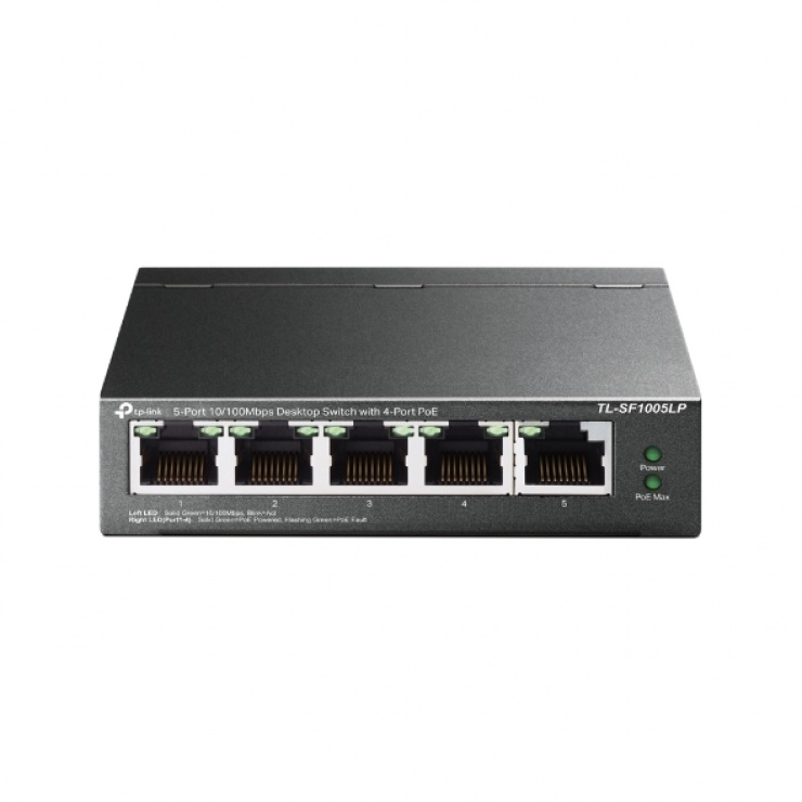 Switch 5 porturi 10/100Mbps cu 4 porturi PoE+, TP-LINK TL-SF1005LP imagine noua