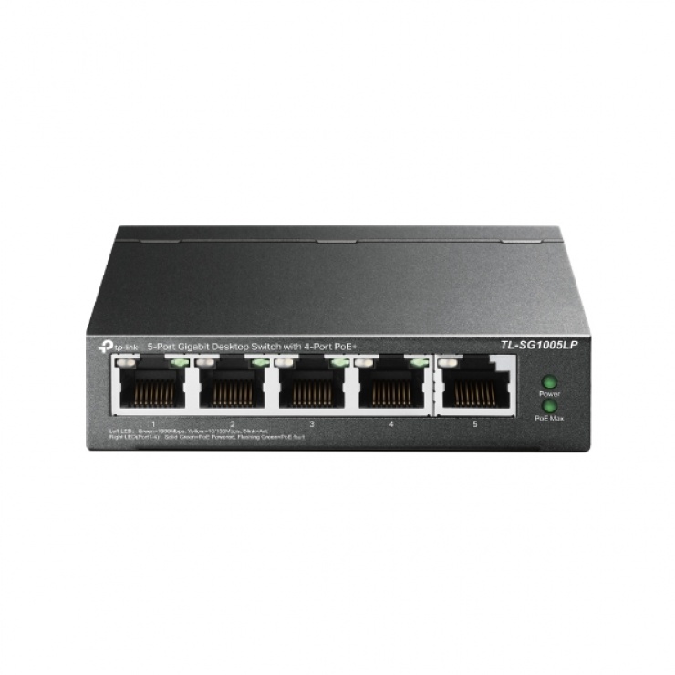 Switch 5 porturi Gigabit cu 4 porturi PoE+, TP-LINK TL-SG1005LP imagine noua