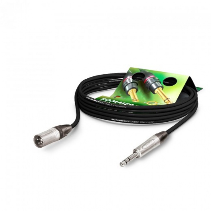 Cablu audio XLR 3 pini la jack stereo 6.35mm T-T 5m, NEUTRIK SGN4-0500-SW imagine noua