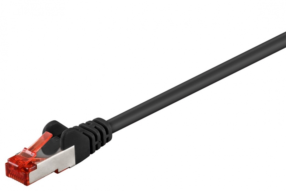 Cablu de retea RJ45 cat.6 S/FTP (PiMF) 3m Negru, Goobay G69698 conectica.ro