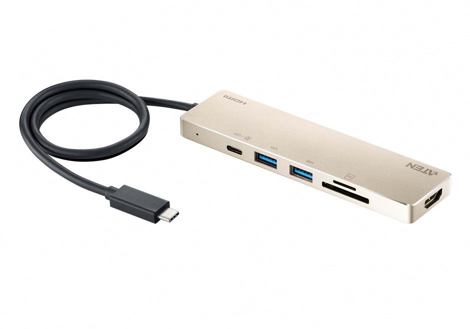 Docking station USB 3.2-C Gen1 la HDMI 4K30Hz/2 x USB-A/1 x SD+ Micro SD + PD 60W, ATEN UH3239 Aten
