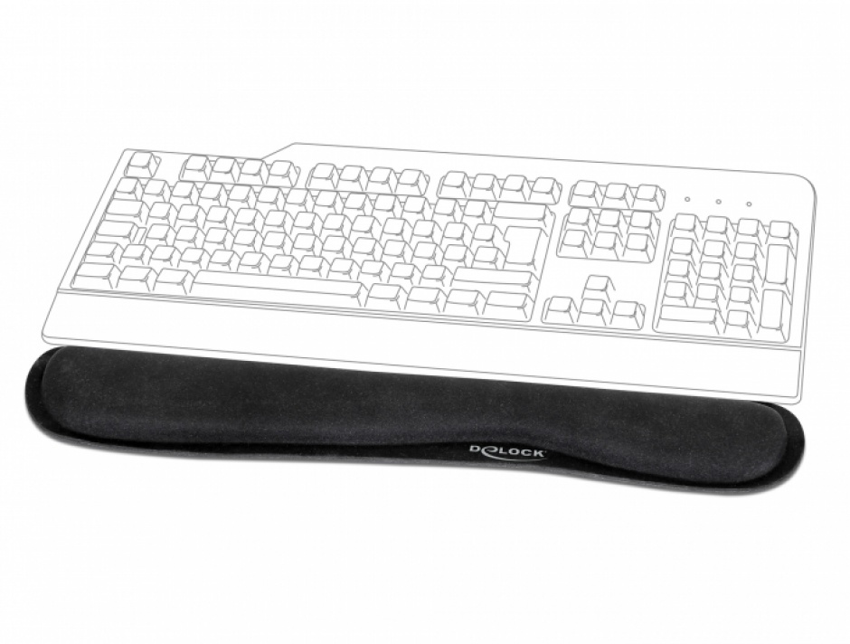 Suport de relaxare a incheieturii pentru tastatura/laptop Negru, Delock 12558
