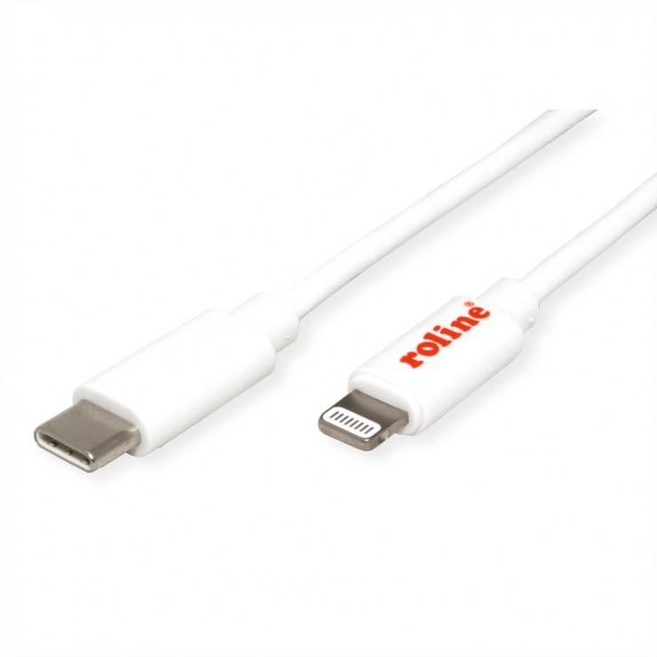 Cablu USB type C la Lightning MFI T-T 1m Alb, Roline 11.02.8335 (Alb) imagine noua tecomm.ro