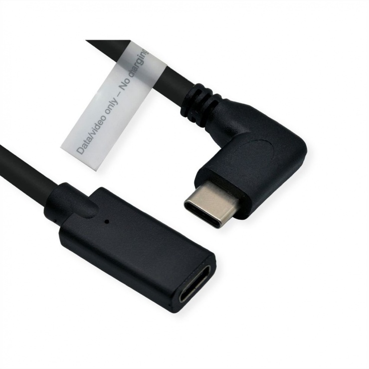 Cablu video prelungitor USB type C 4K60Hz drept/unghi T-M 2m, Roline 11.04.5496 11.04.5496 imagine noua 2022