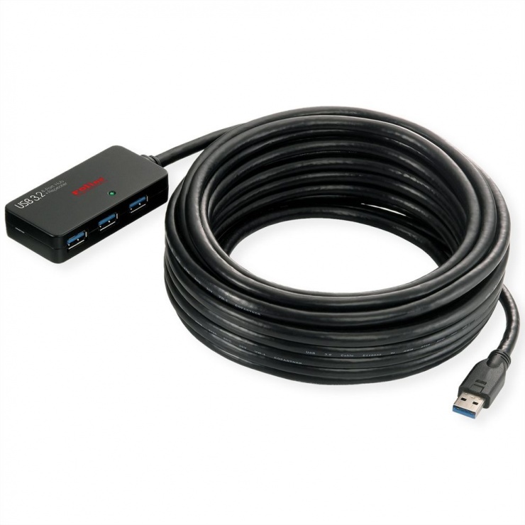 Cablu prelungitor activ USB 3.2 Gen1-A la 4 x USB-A T-M 10m, Roline 12.04.1098 (10M imagine noua tecomm.ro