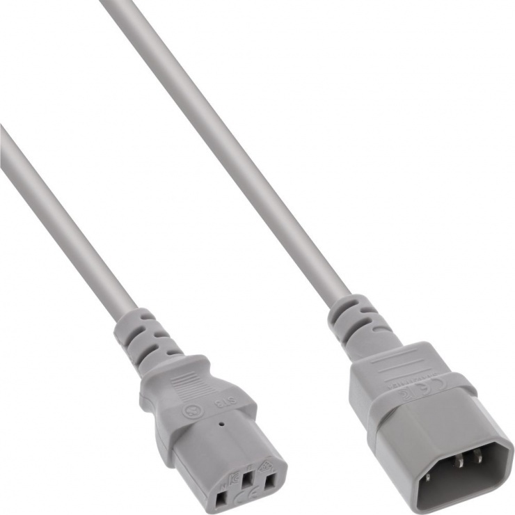 Cablu prelungitor alimentare C13 la C14 0.5m Gri, Inline IL16505A conectica.ro imagine noua 2022
